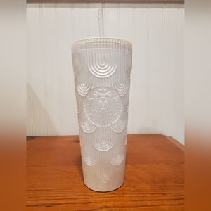 NWT 2022 Starbucks White Textured Tumbler with Lid
